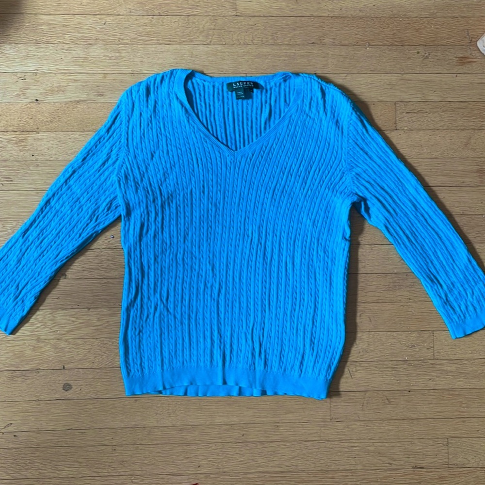 Womens, light blue, Ralph Lauren, ribbed sweater.